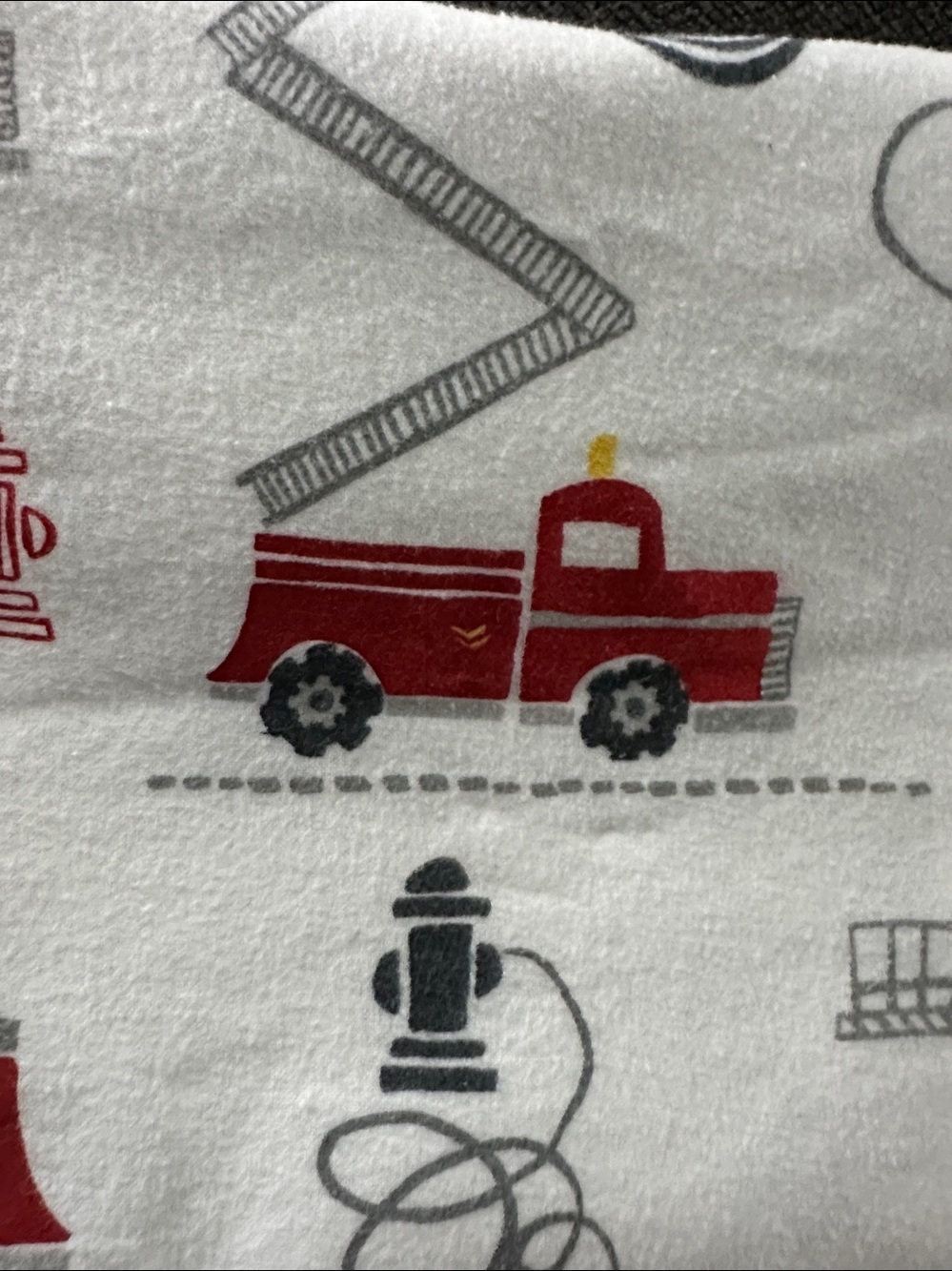 Pottery Barn Kids Firetruck Twin Flannel Flat Sheet Only